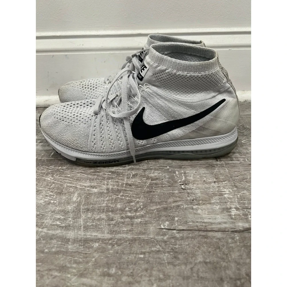 Nike Sneakers Mens Zoom All Out Flyknit White Black Running Shoes Size 9.5